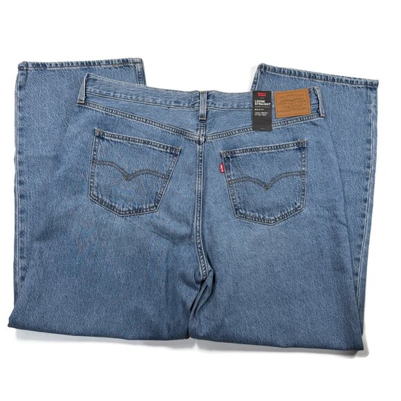 Levis Premium Big E Premium Jeans 33 x 30 Womens Blue NWT Loose Straight Denim - Picture 12 of 16